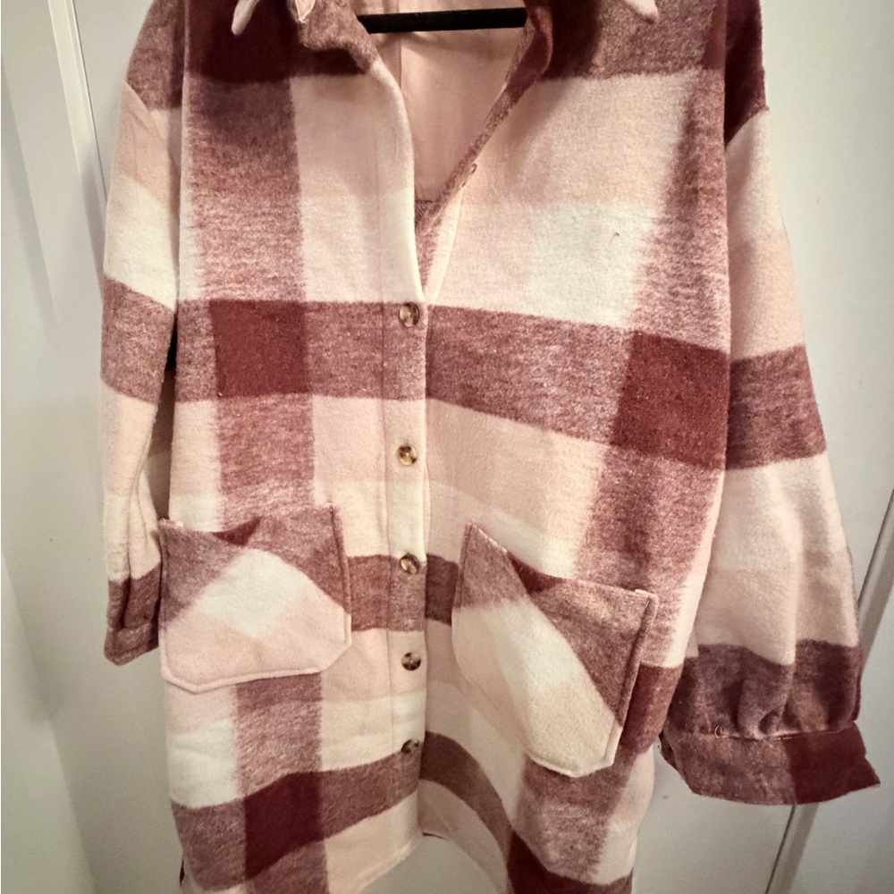 Mexx Pink and Brown Plaid Jacket